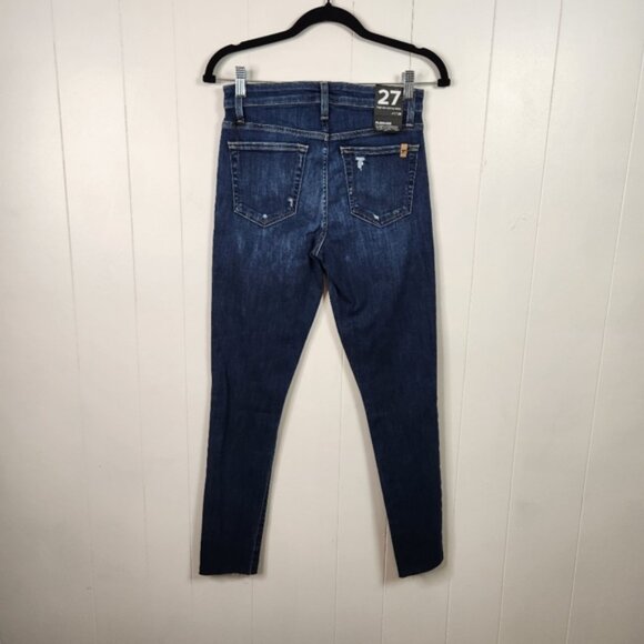 Joe's Jeans High Rise Skinny Ankle Dark Wash Ripped Knees Frayed Size 27 New NWT - Picture 4 of 12